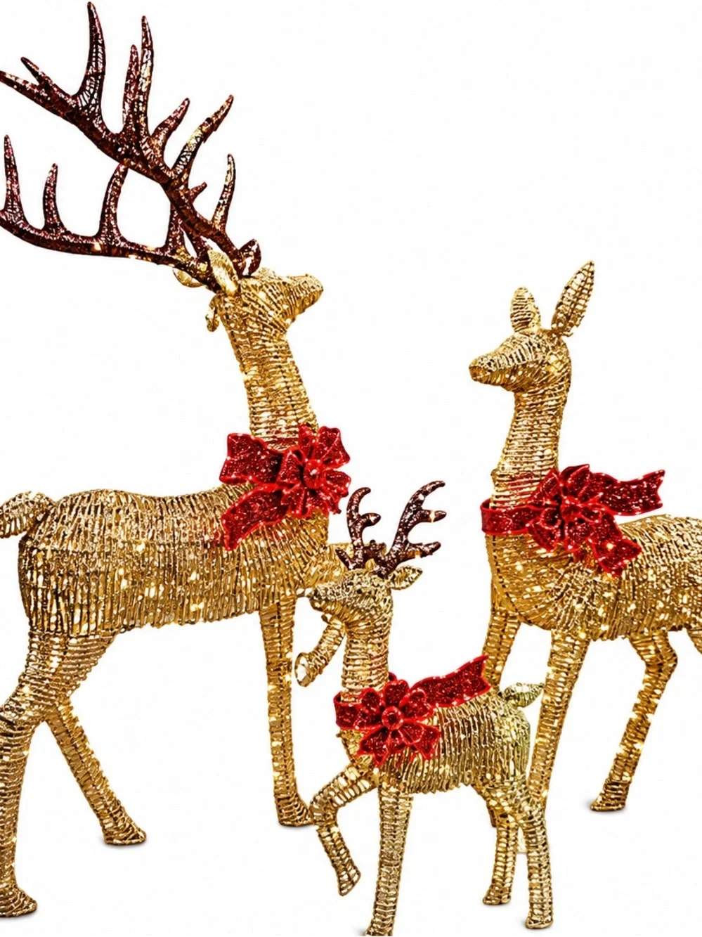 Deer Family with Twinkle Lights - Gold Holiday Outdoor Decor